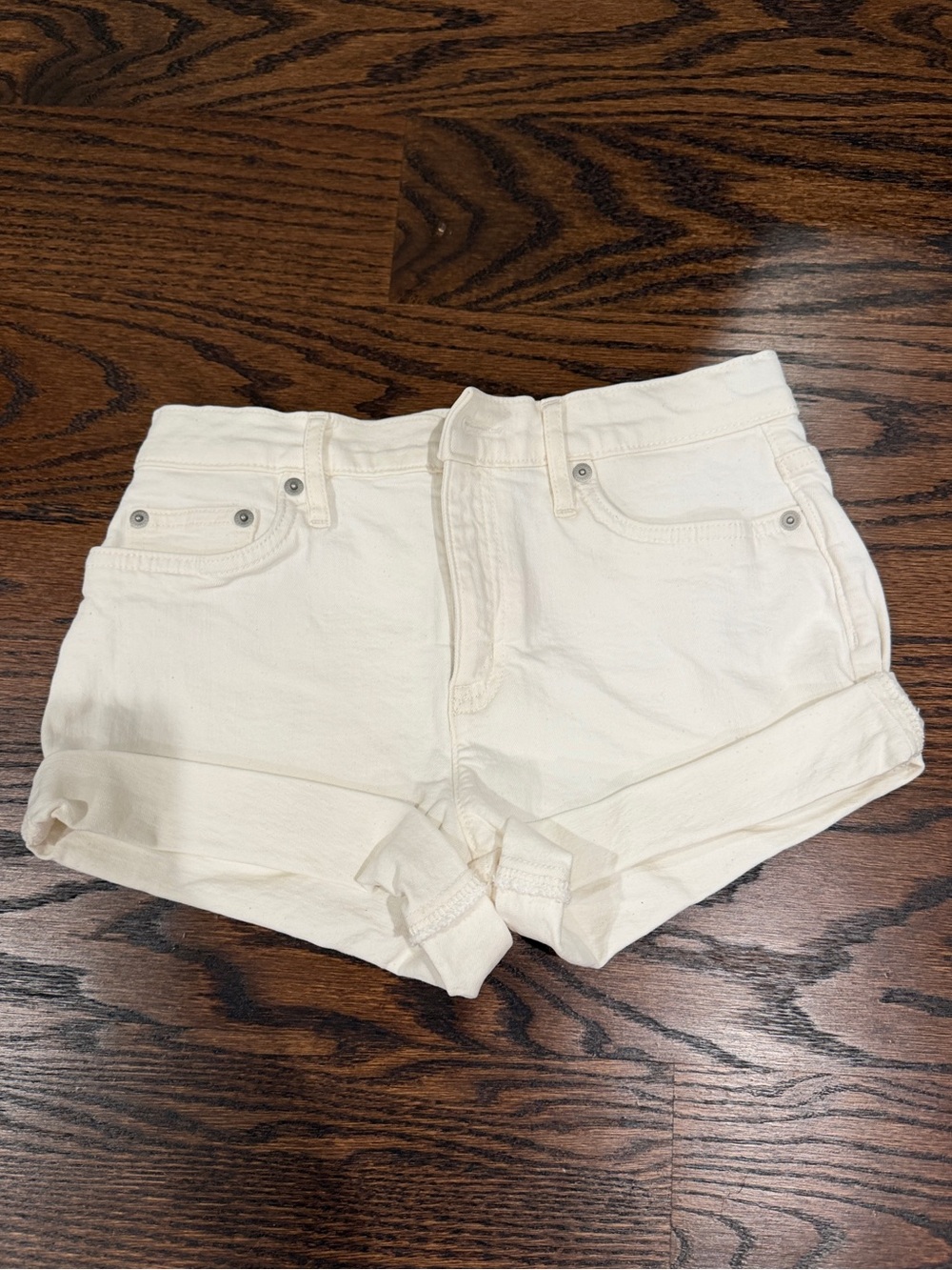Crewcuts Off-White Rolled Cuff Denim Shorts